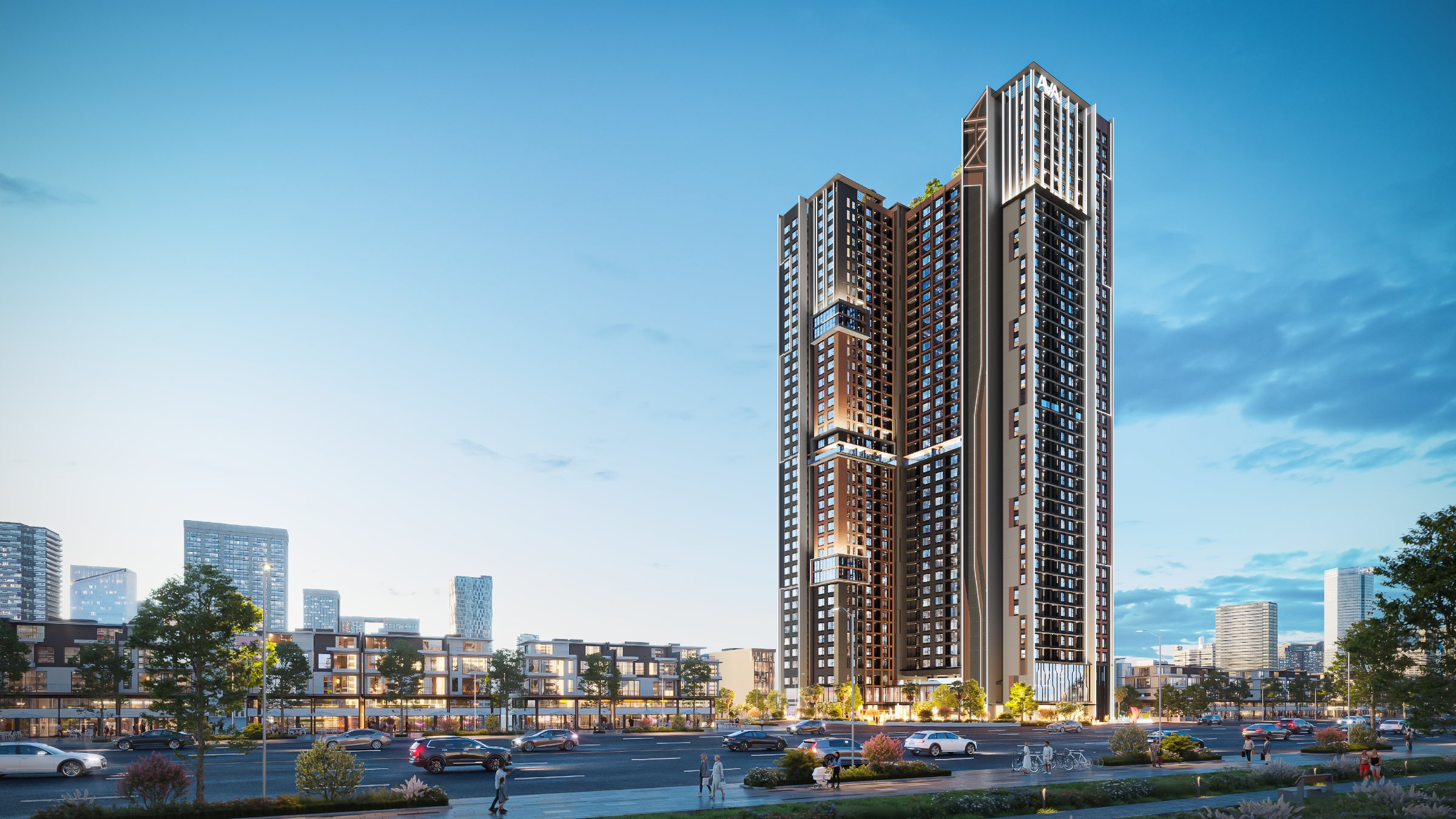 Phối cảnh mặt tiền tháp AVA Center 40 tầng