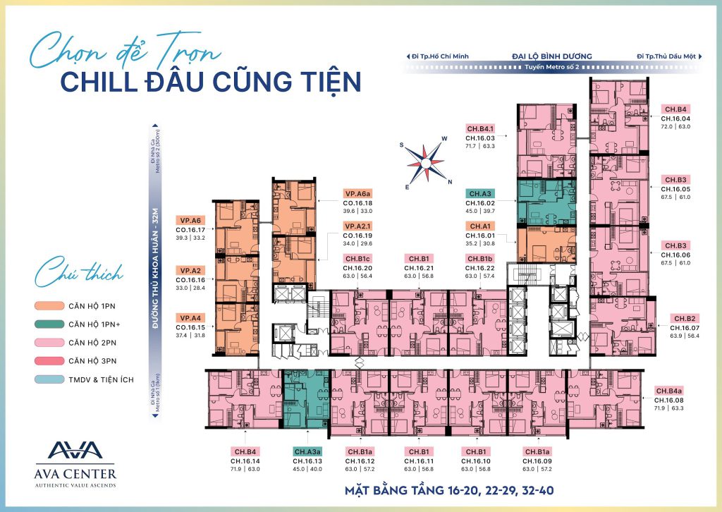 Tầng 16 – 20, 22 – 29, 32 – 40